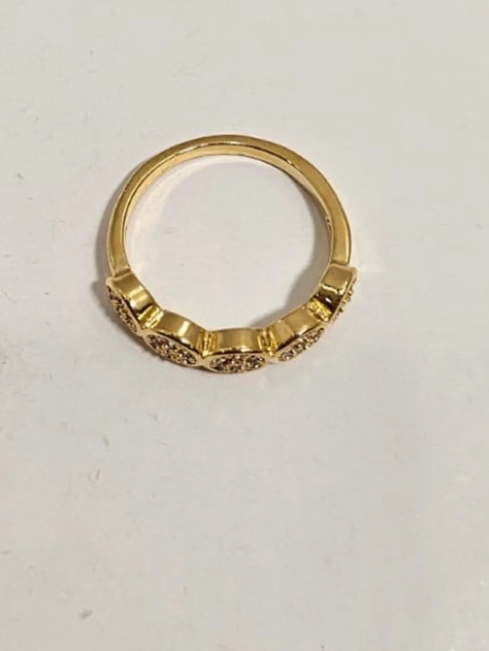 New Gold Plated Pave Circle Statement Ring - Sparkling Crystal Band - Size 6